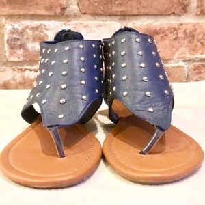 Sunville Gladiator Flat Sandals Navy w Studs- Sz 5